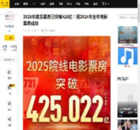 2025年度总票房已突破425亿！超2024年全年电影票房成绩_预售_专业版_猫眼